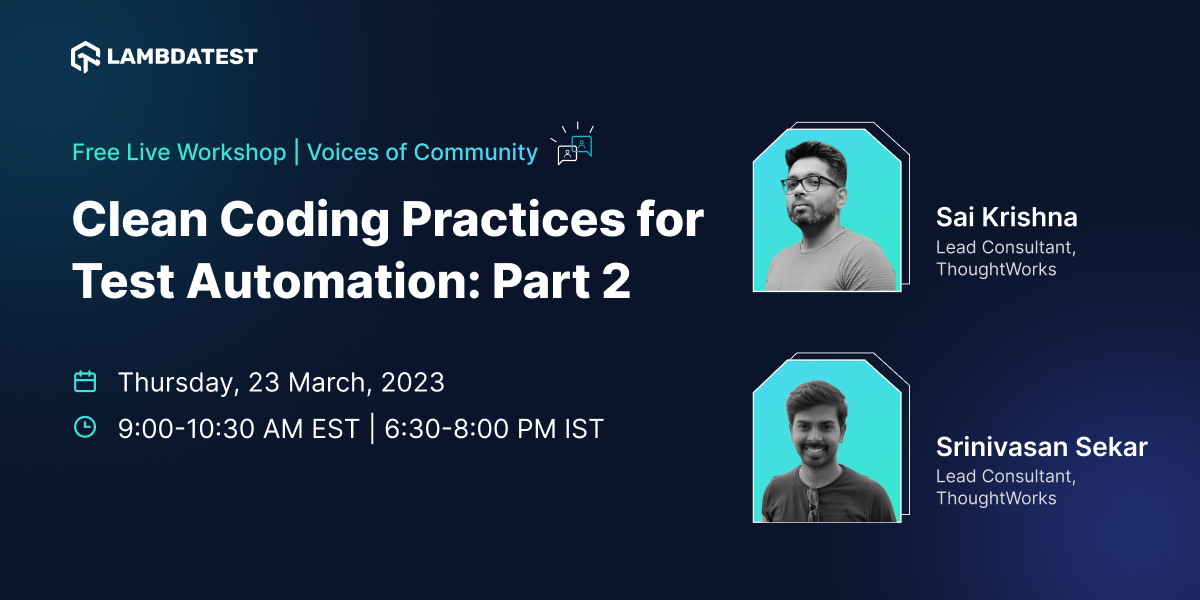 Webinar- Clean Coding Practices for Test Automation: Part 2