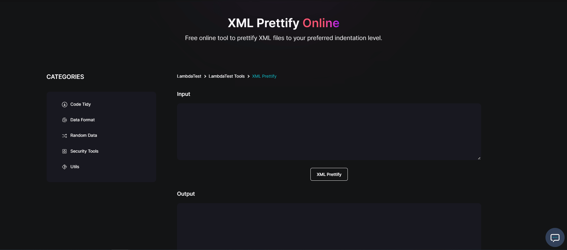 XML Prettify free tool