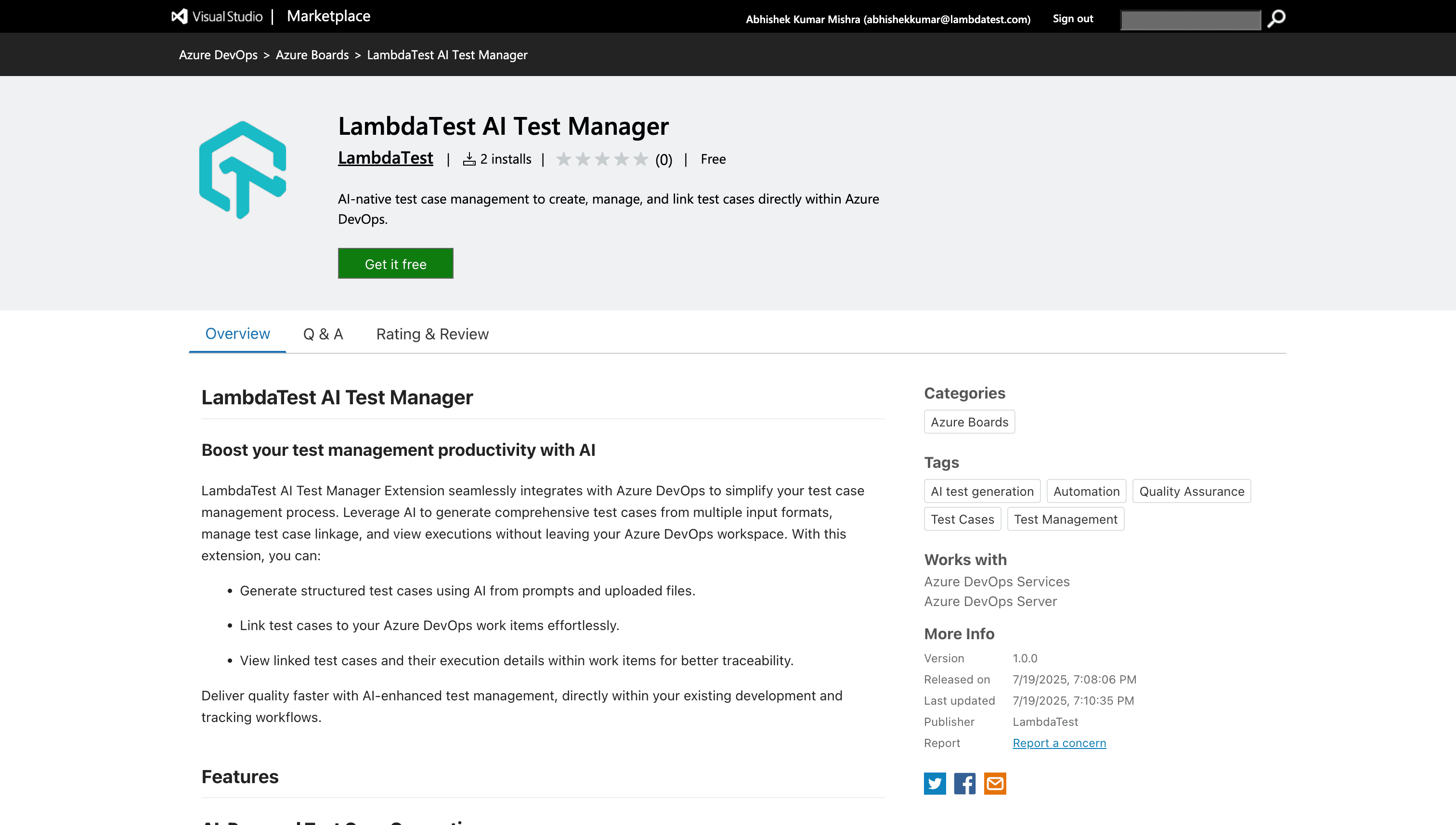 Install LambdaTest Azure DevOps App