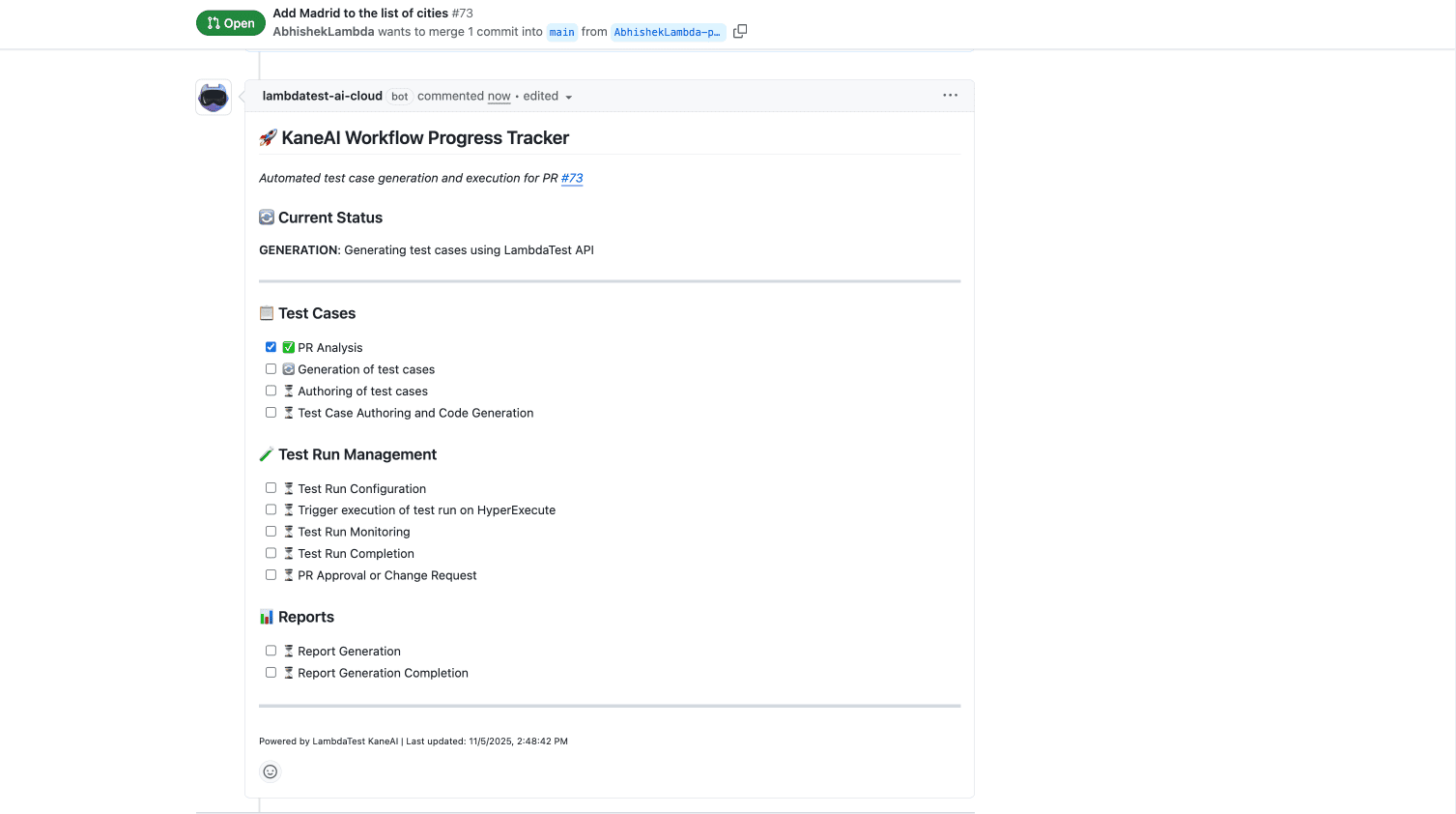 KaneAI Progress Tracker
