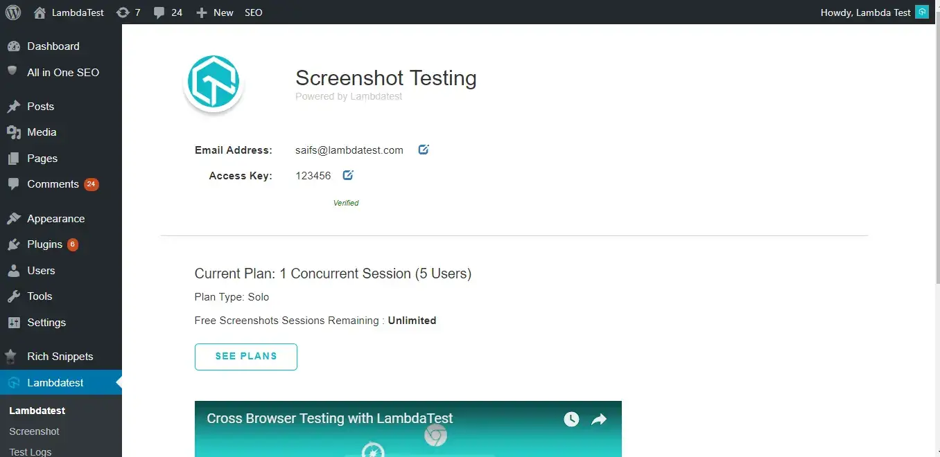 screenshot testing setup