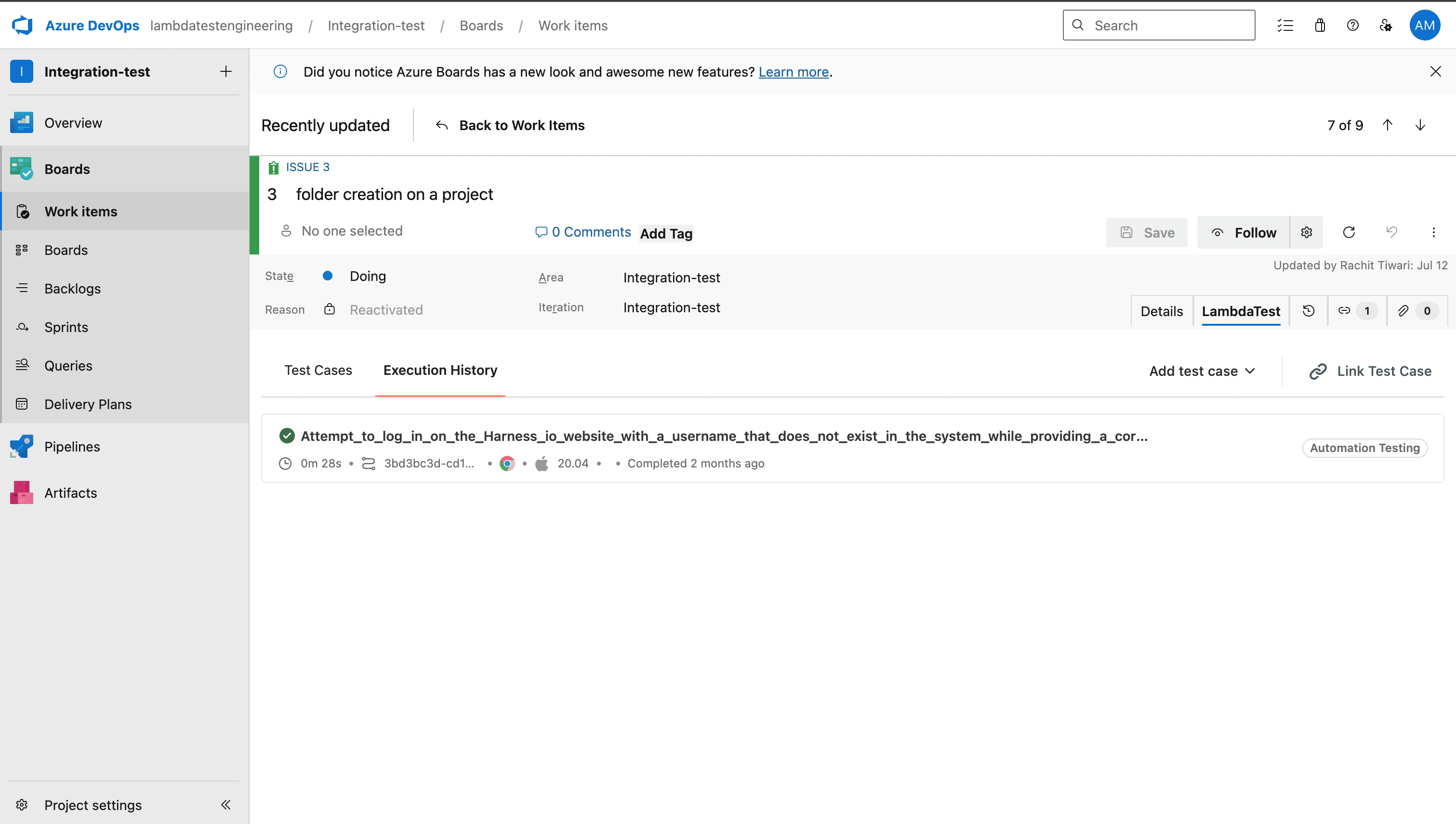 View Test Case Execution History