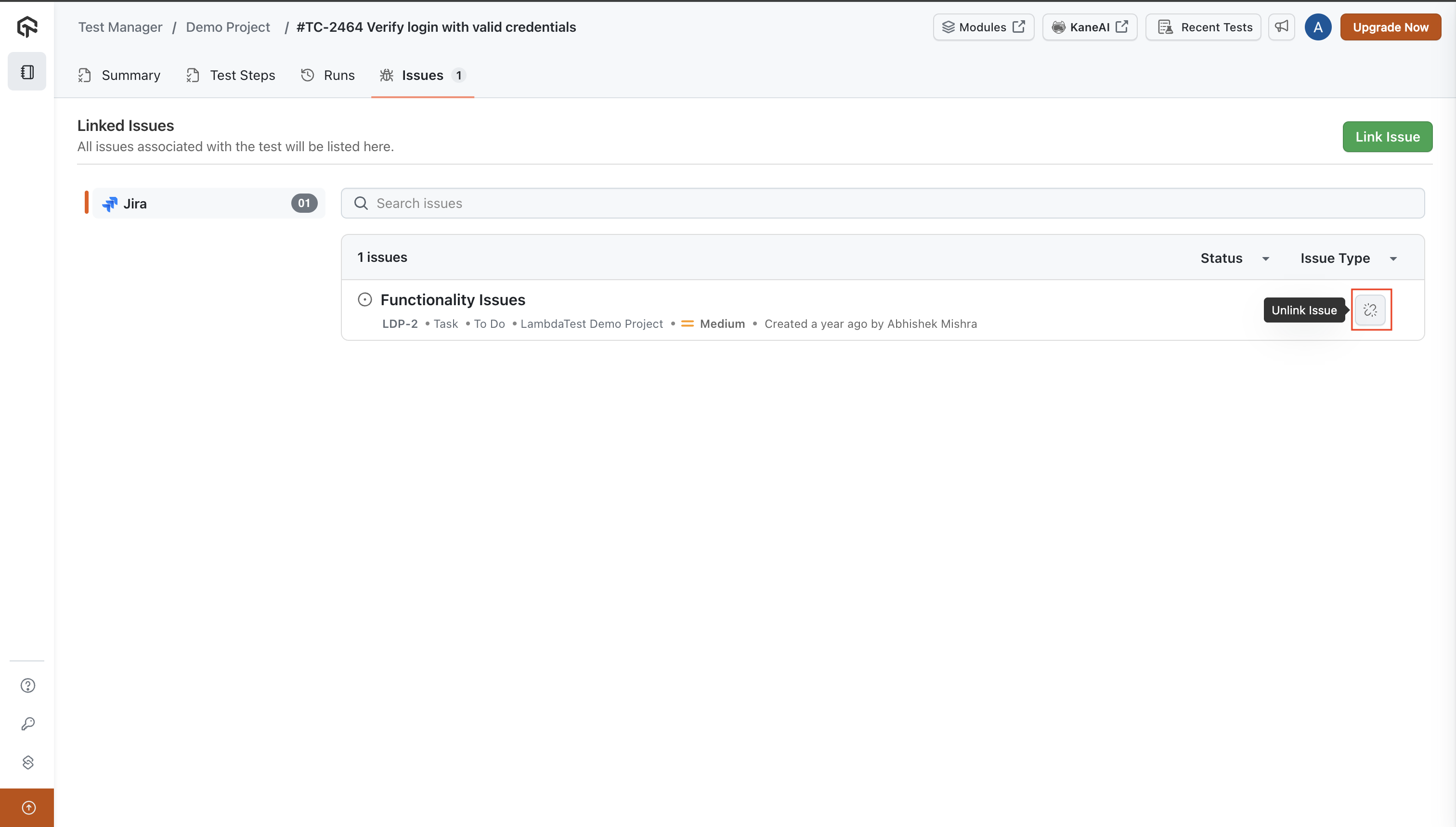 Link Azure DevOps Issue