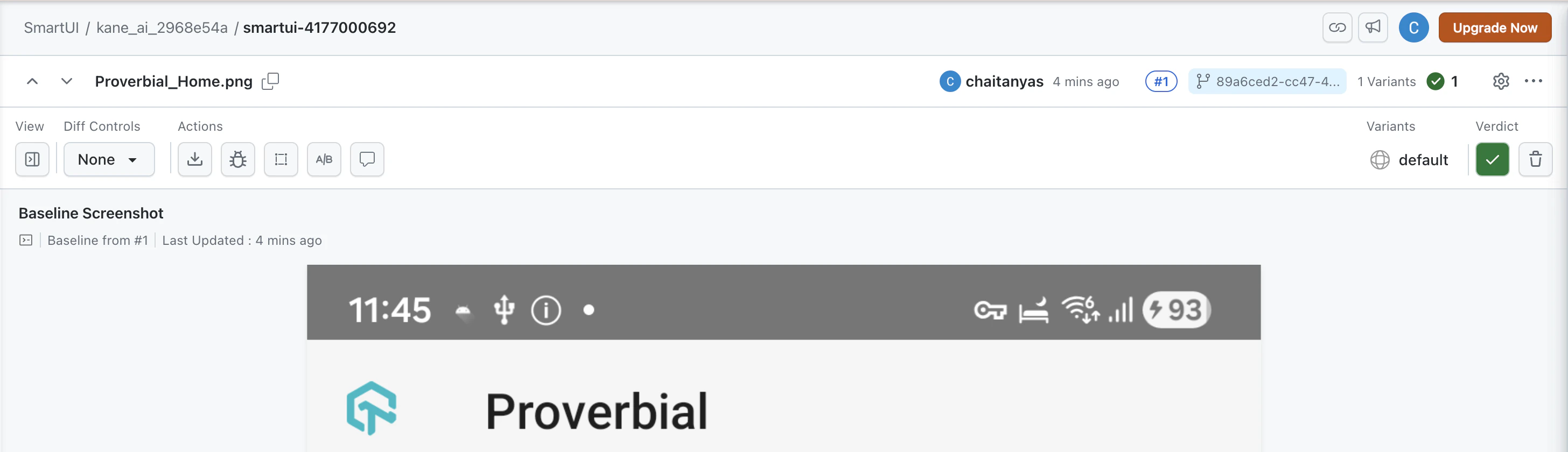 Authoring screenshot in the kane_ai SmartUI project with the default variant
