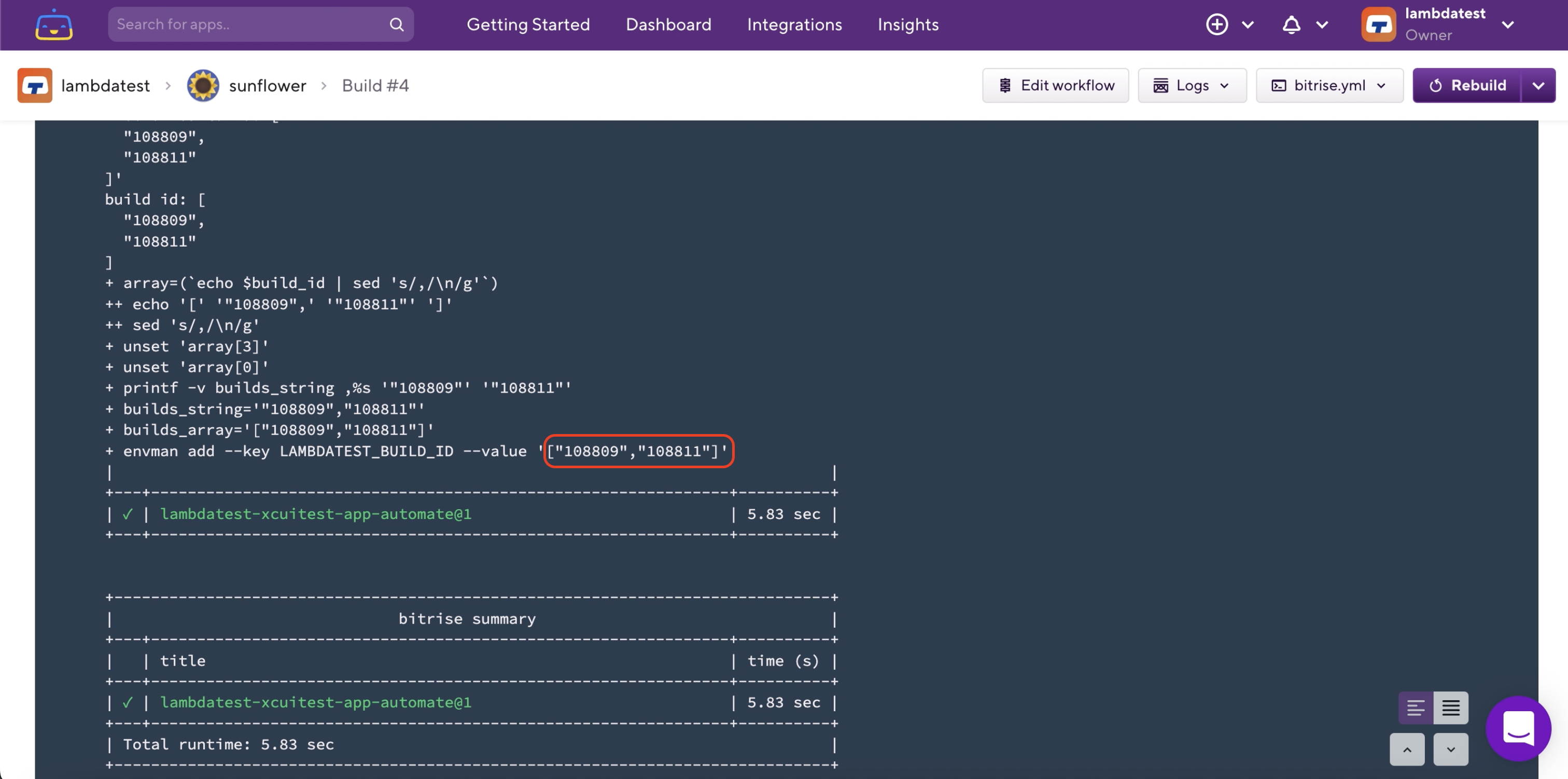 Bitrise Integration CI/CD Dashboard