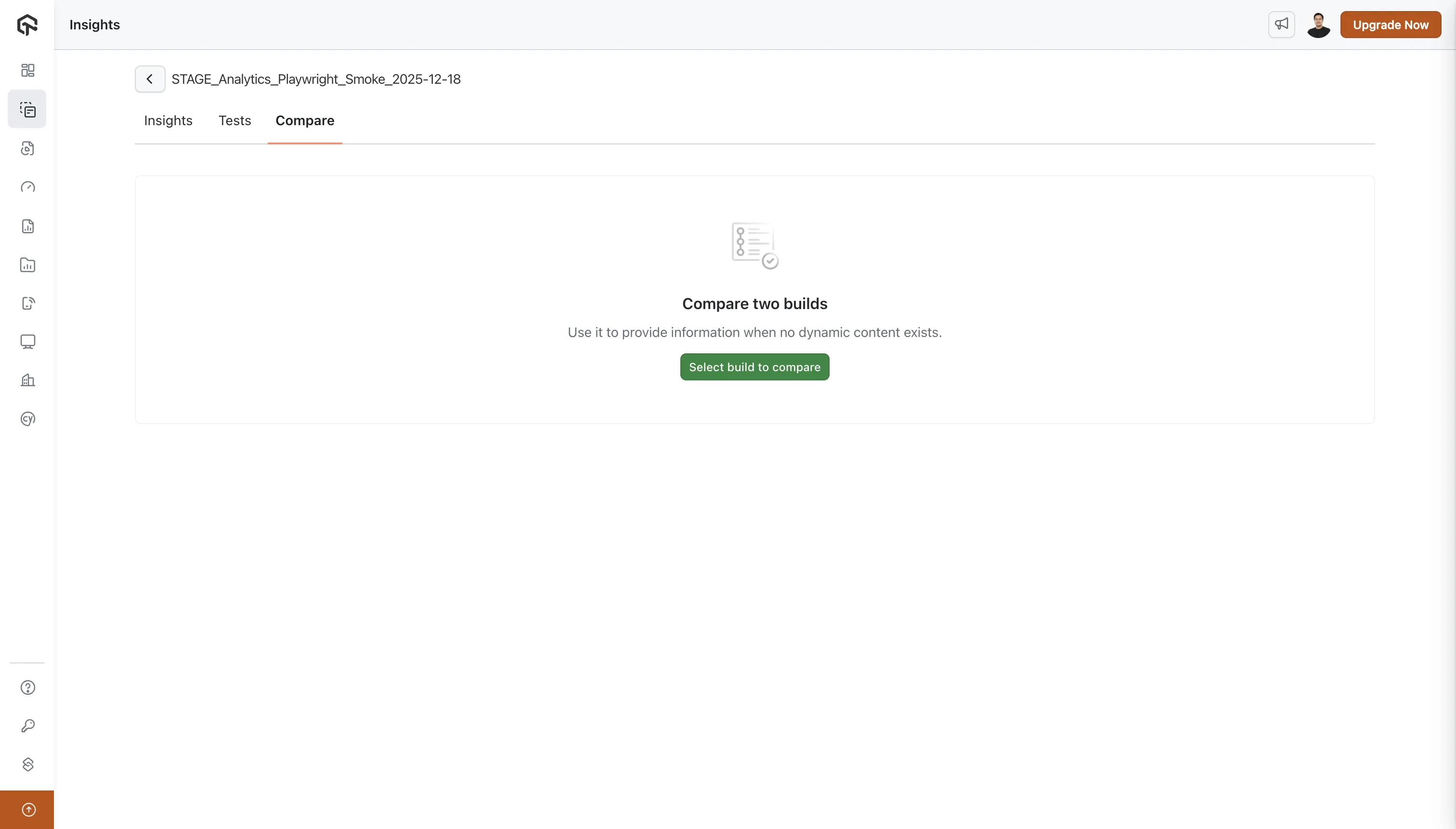 Build Comparison - Empty State
