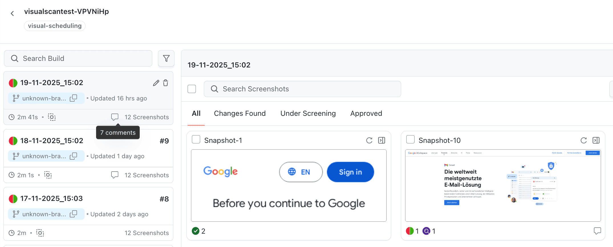 Comment tag at build level