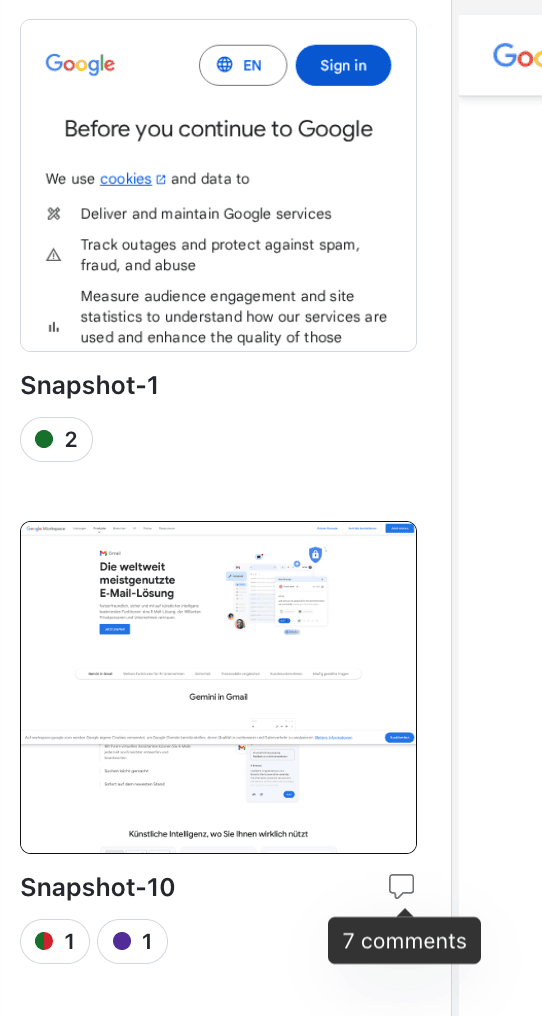 Comments in screenshot drawer