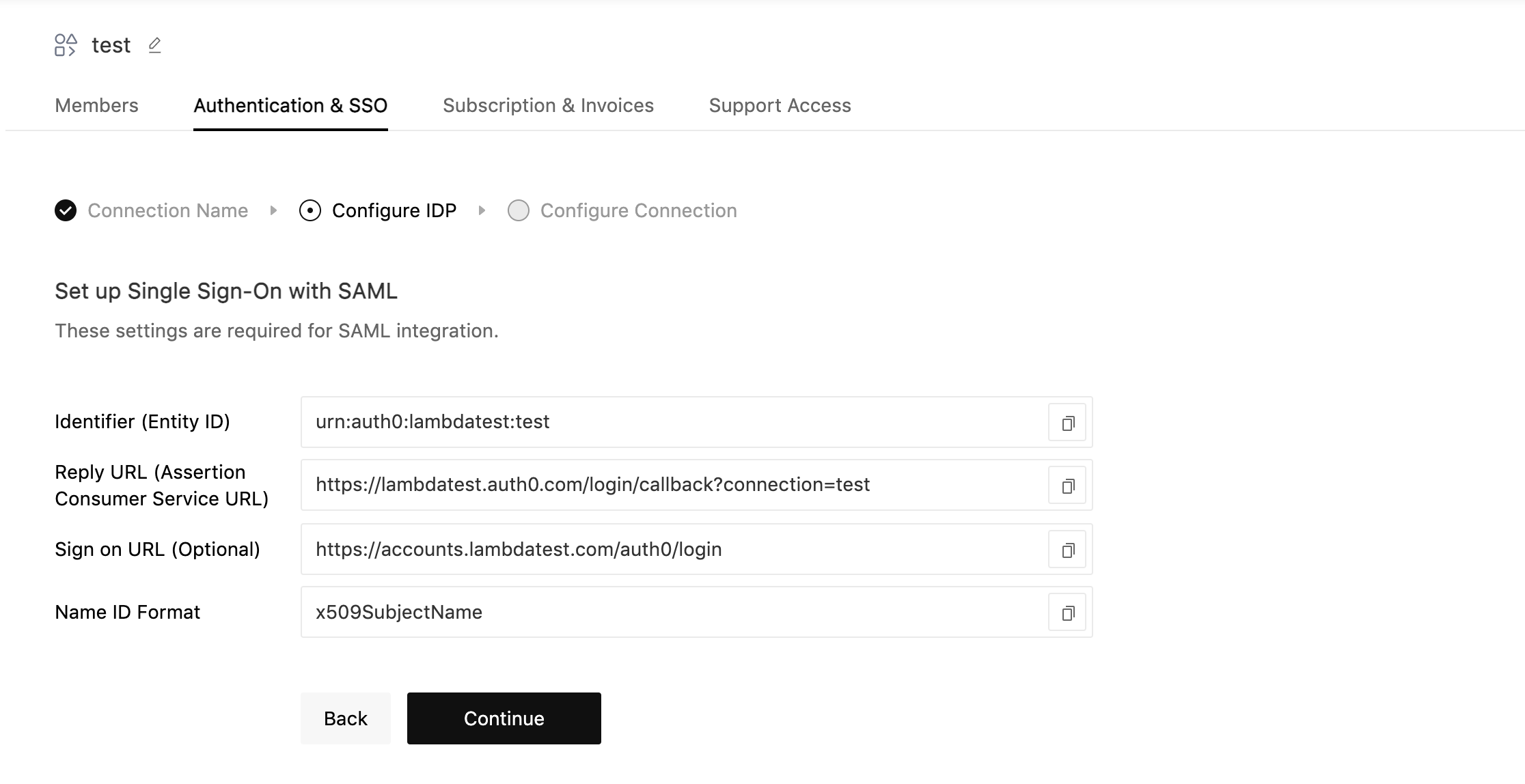 configure IDP details