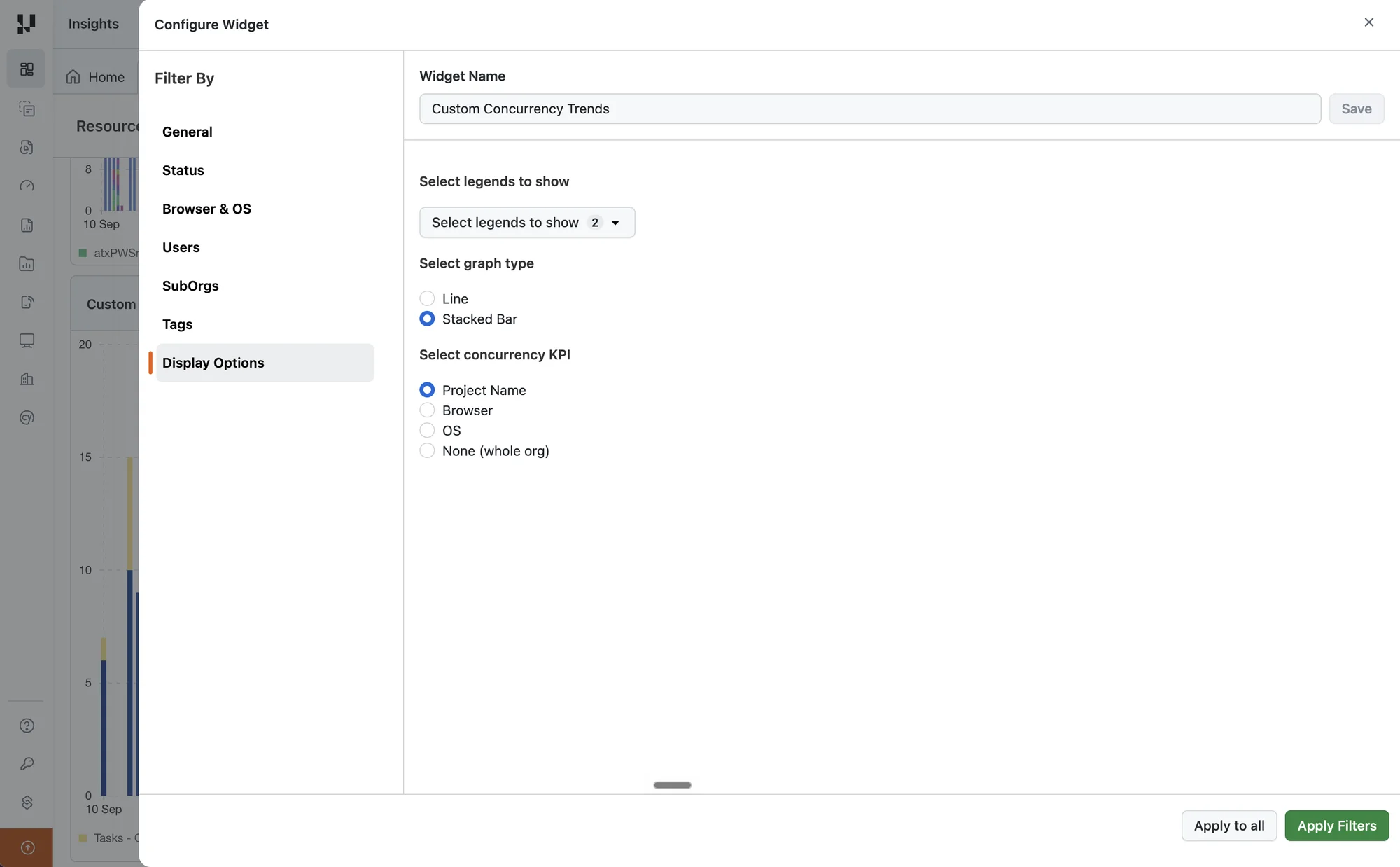 Configure Custom Concurrency Trends Widget
