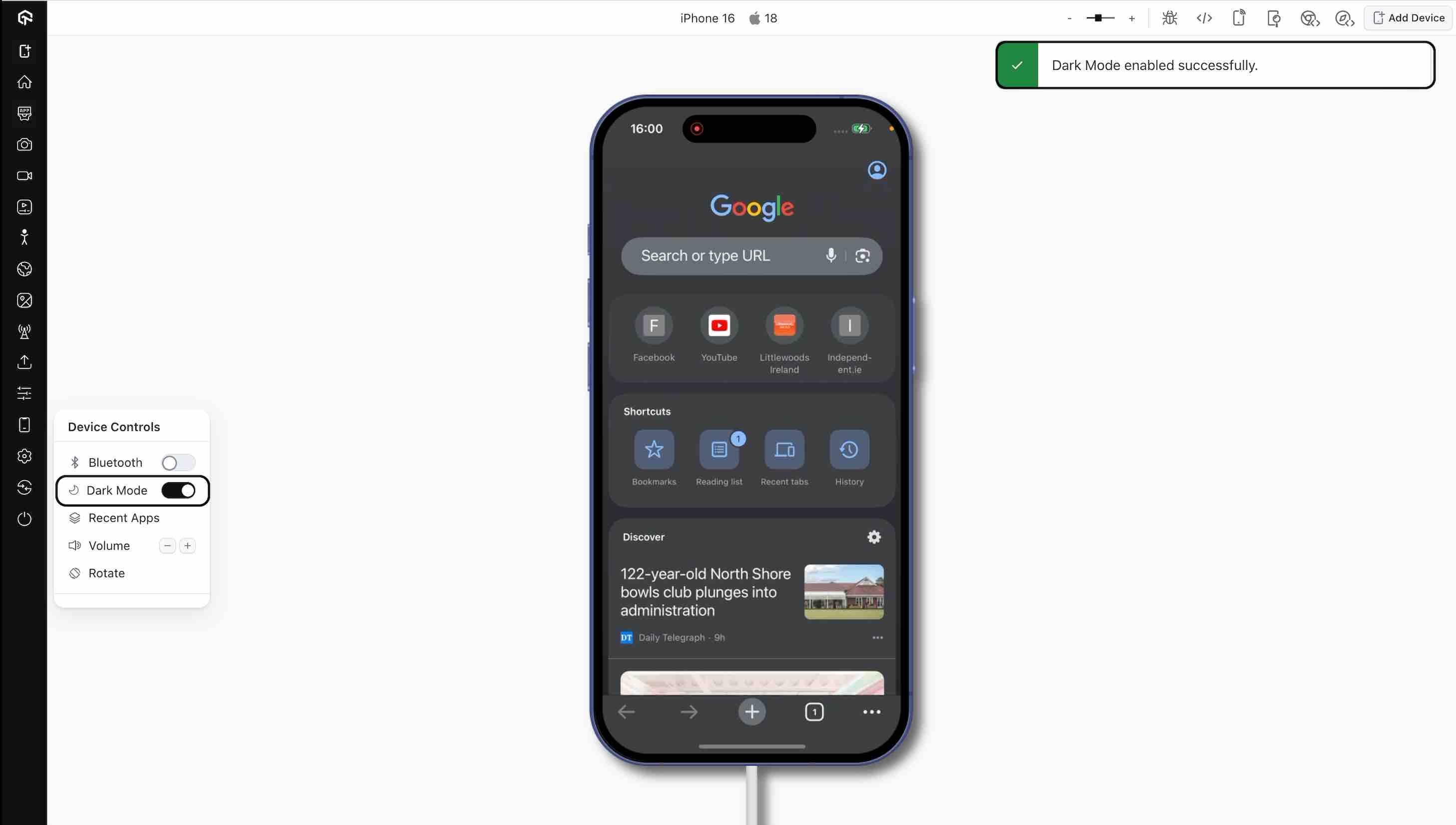 Dark Mode Settings