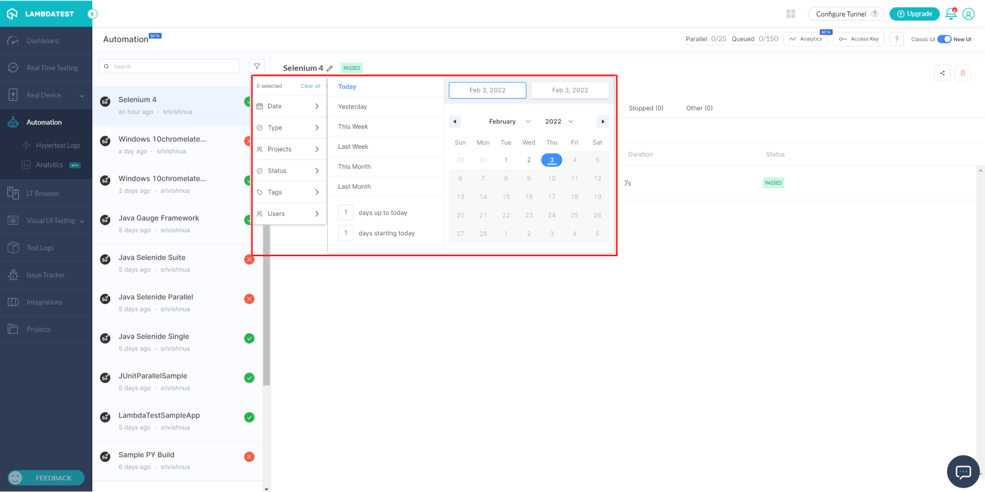 automation log date