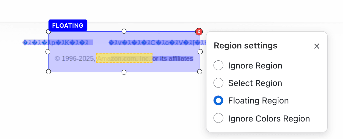 Floating region annotation