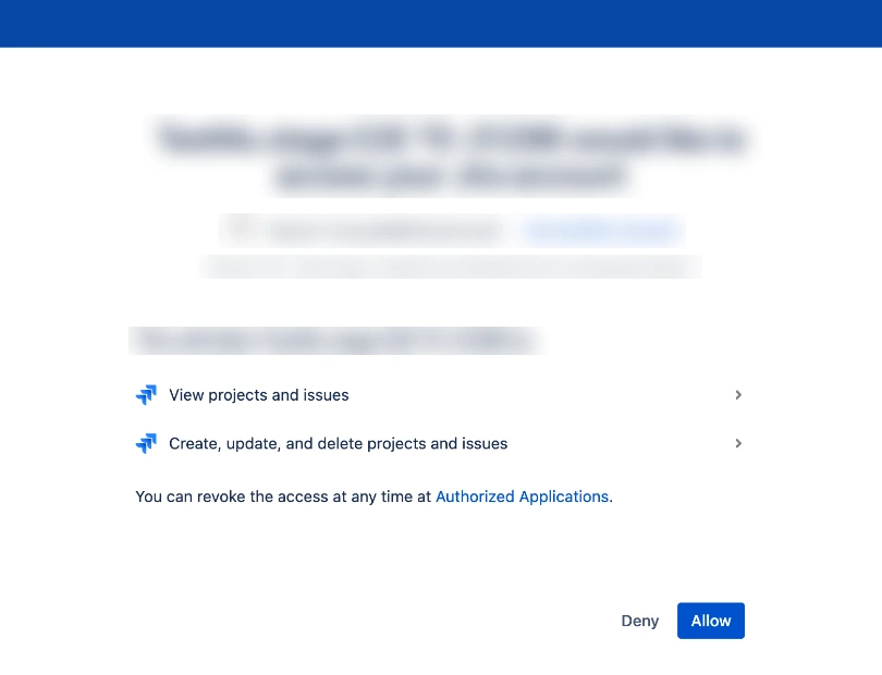 Jira Data Center consent page with the Allow button