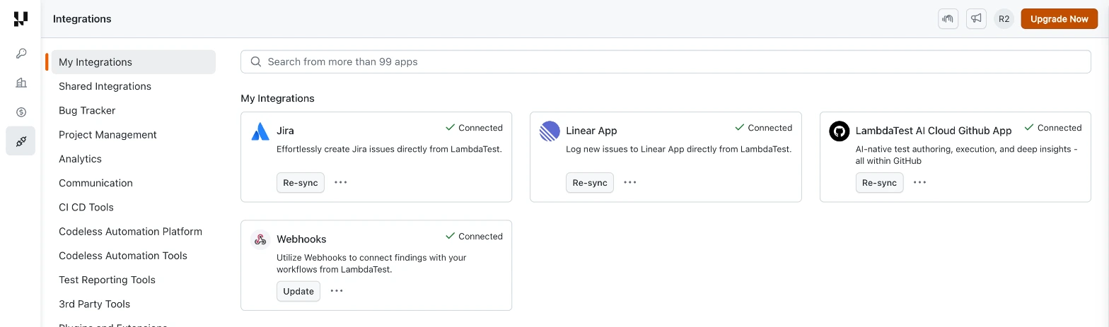 Jira connected under My Integrations