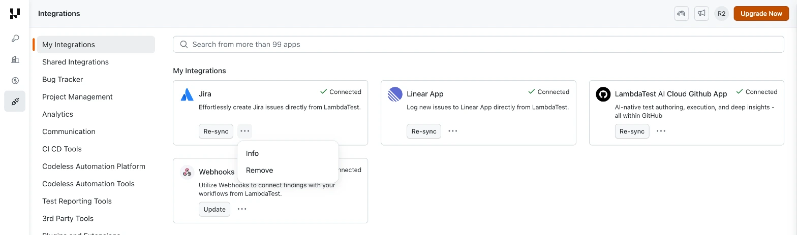 Remove option in the Jira card menu