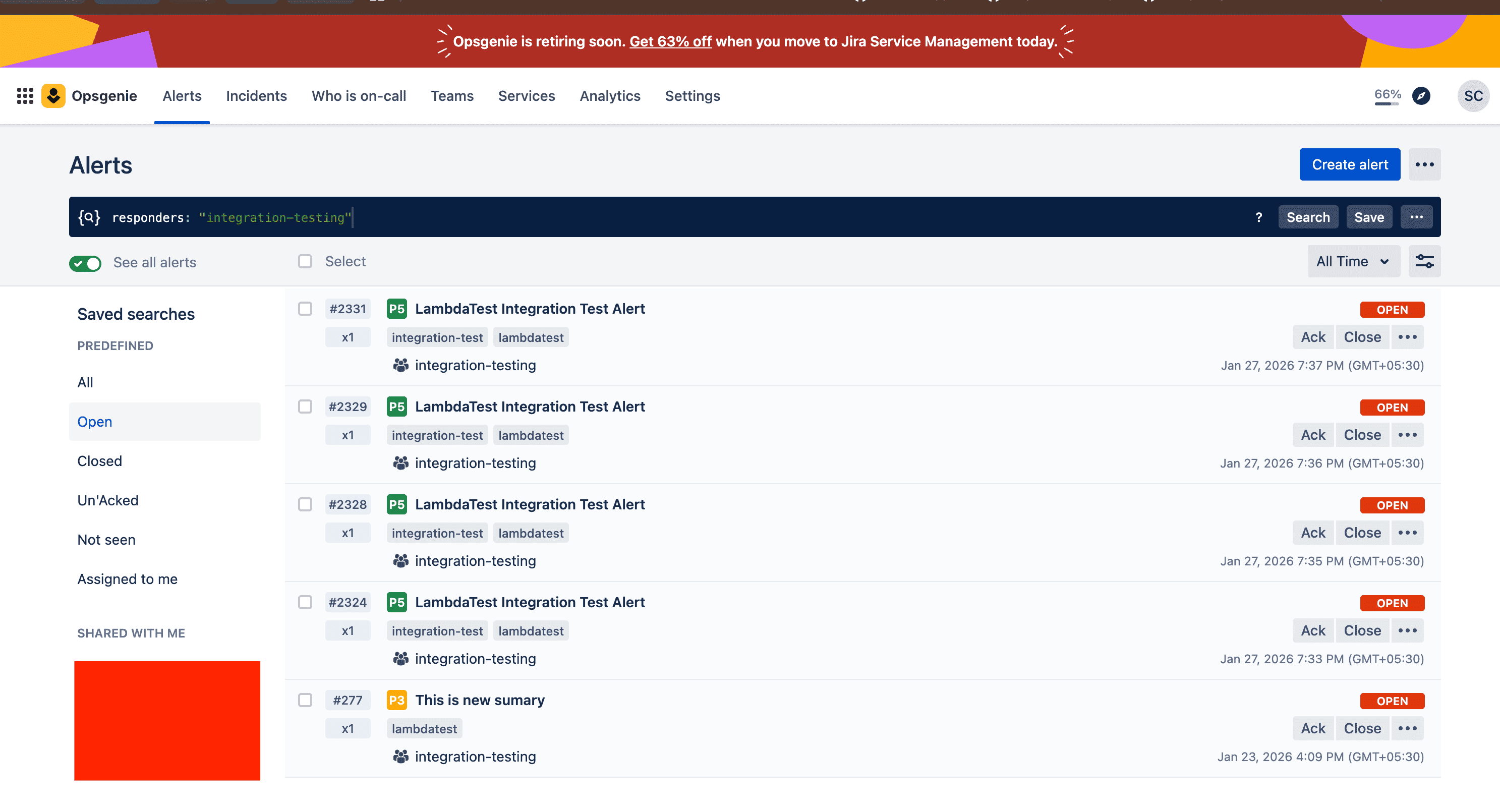 OpsGenie Alerts Dashboard