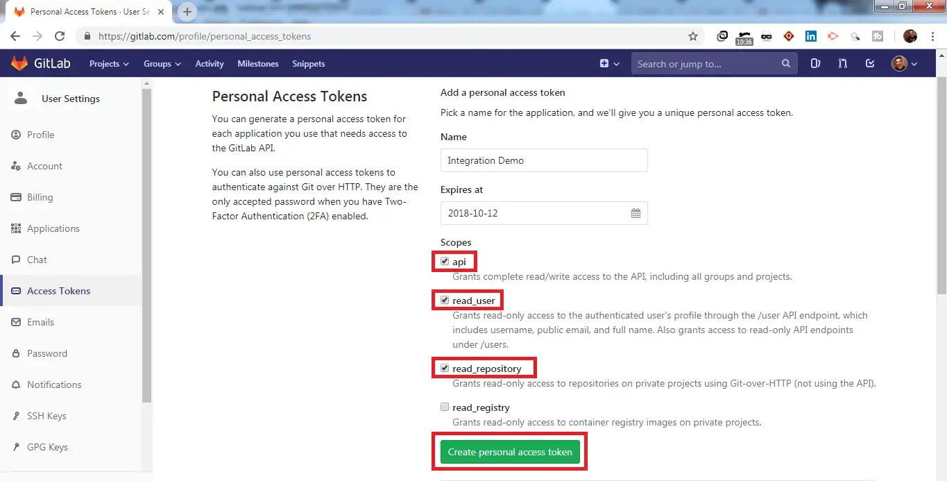 personal access token