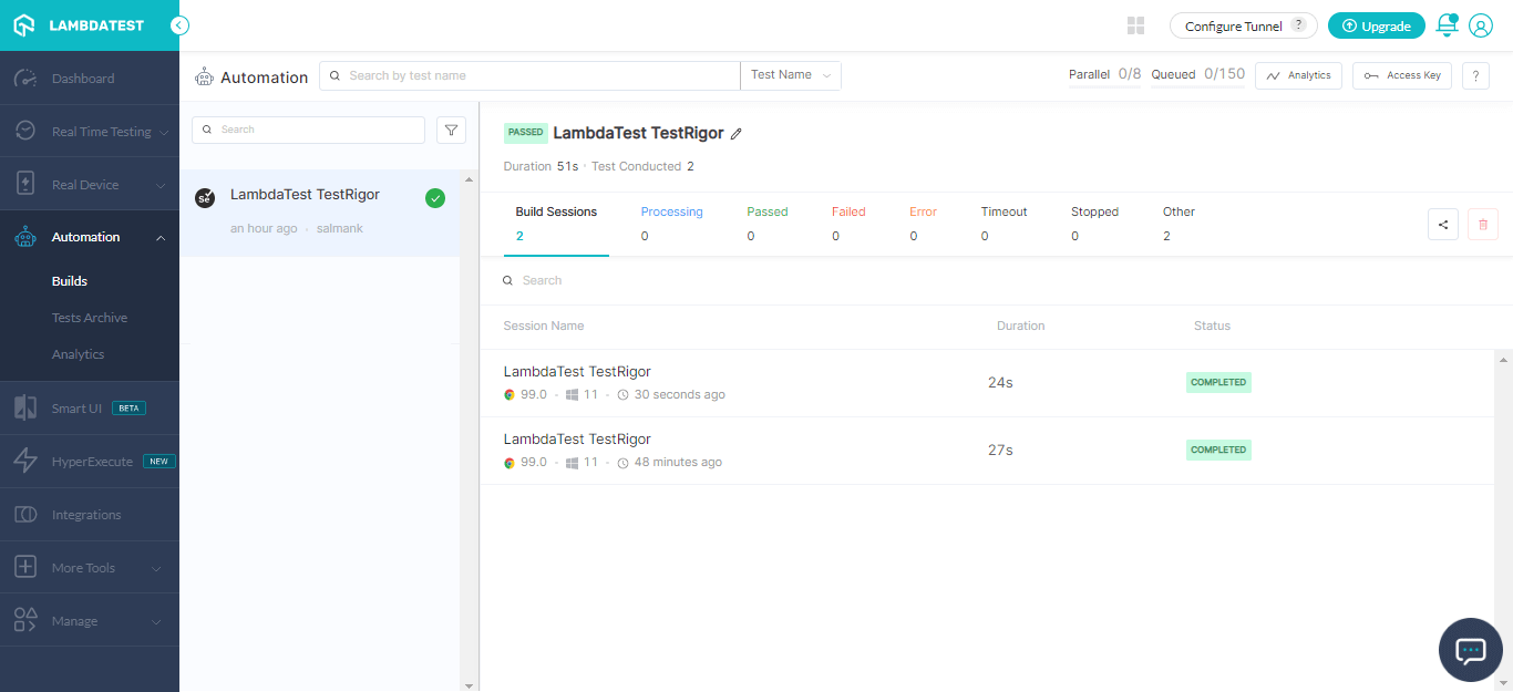 Integrating LambdaTest With testRigor