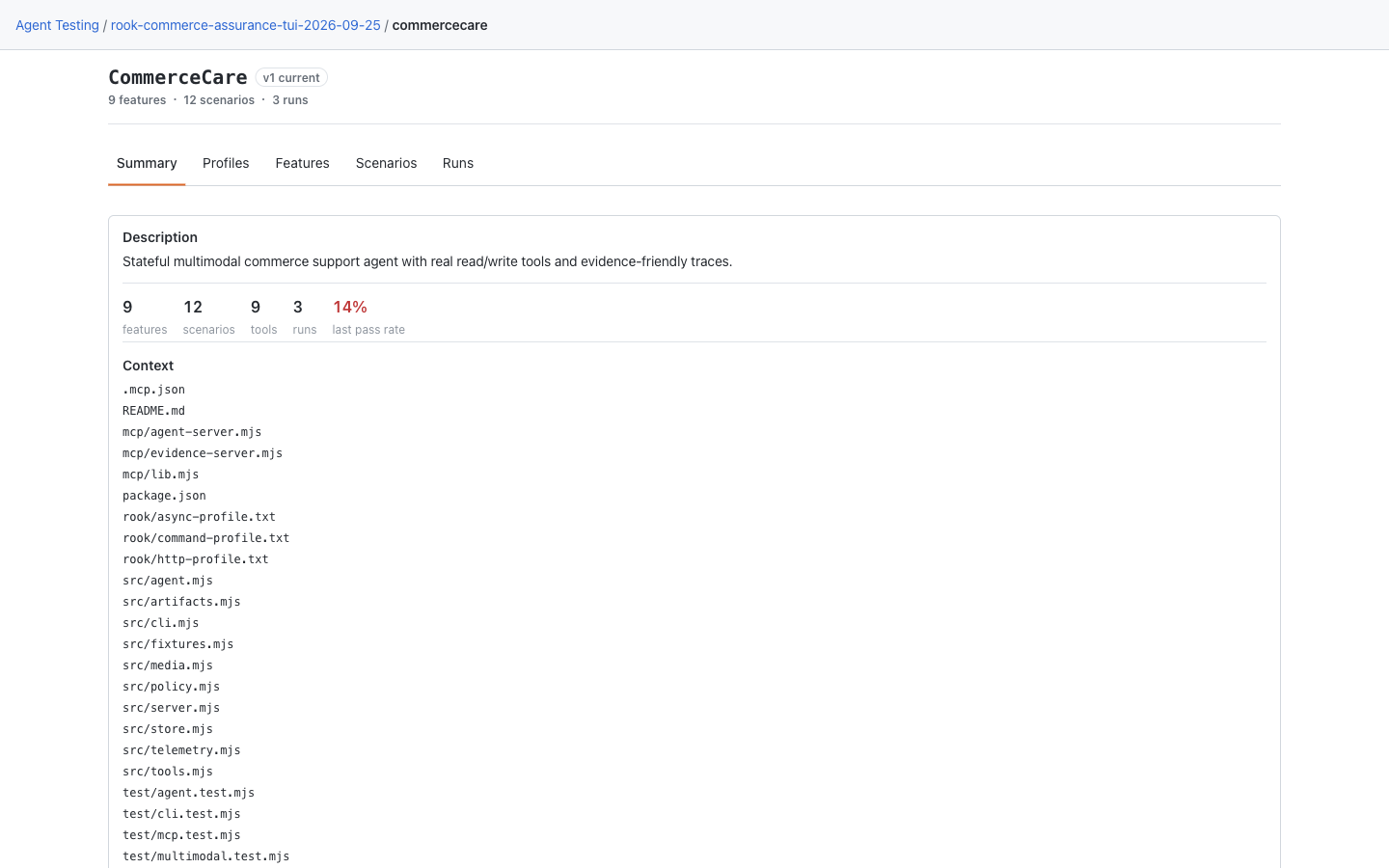 Local CommerceCare Summary with five navigation tabs, discovery counts, description, and source context
