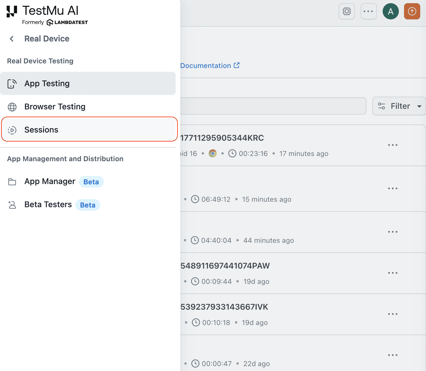 Session Details modal
