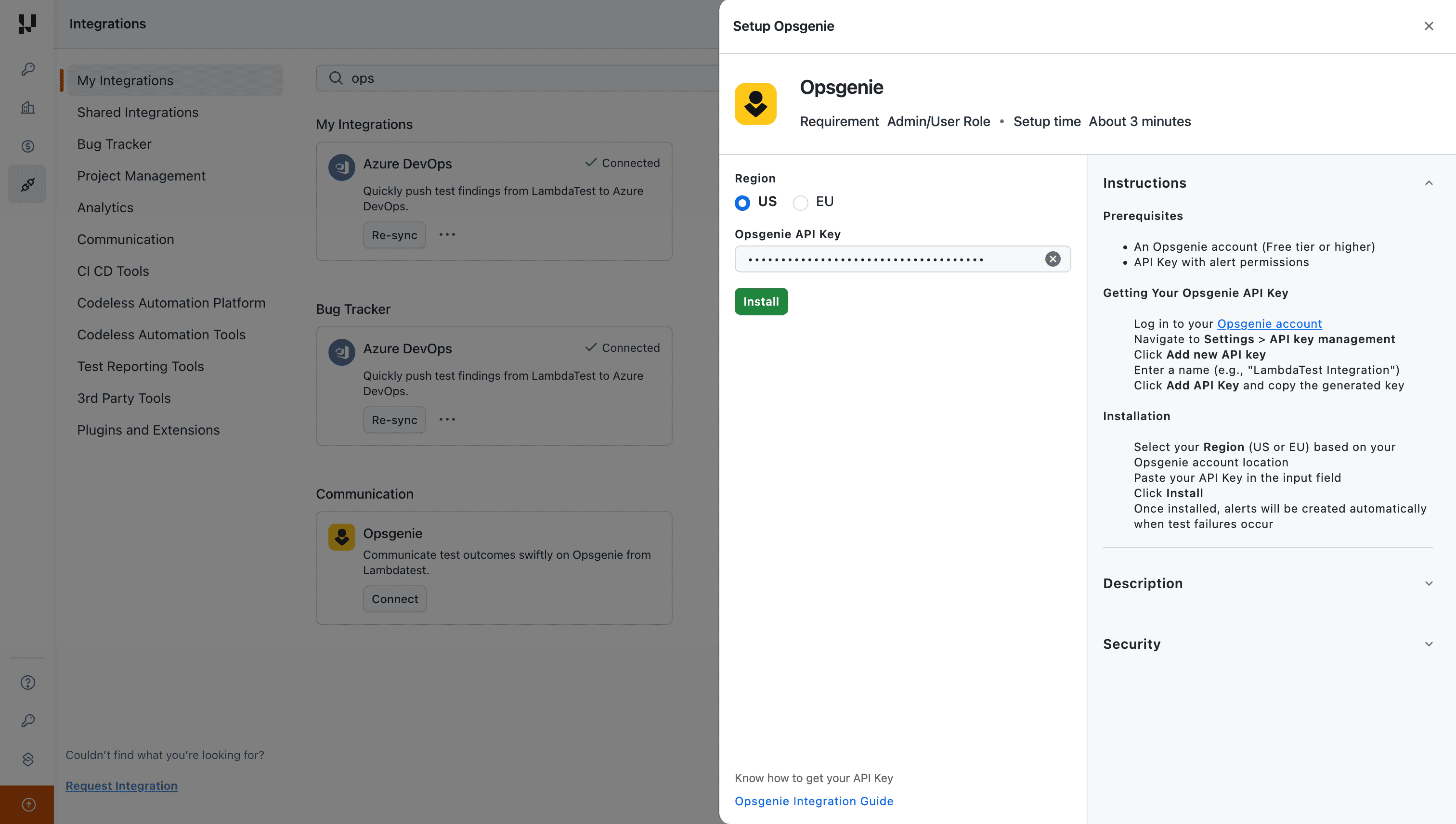 Setup OpsGenie Integration