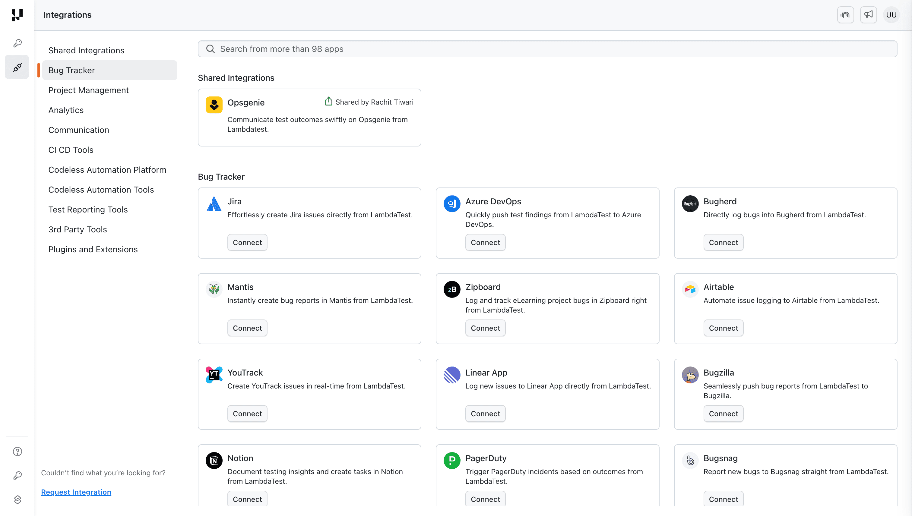 Shared Integrations View