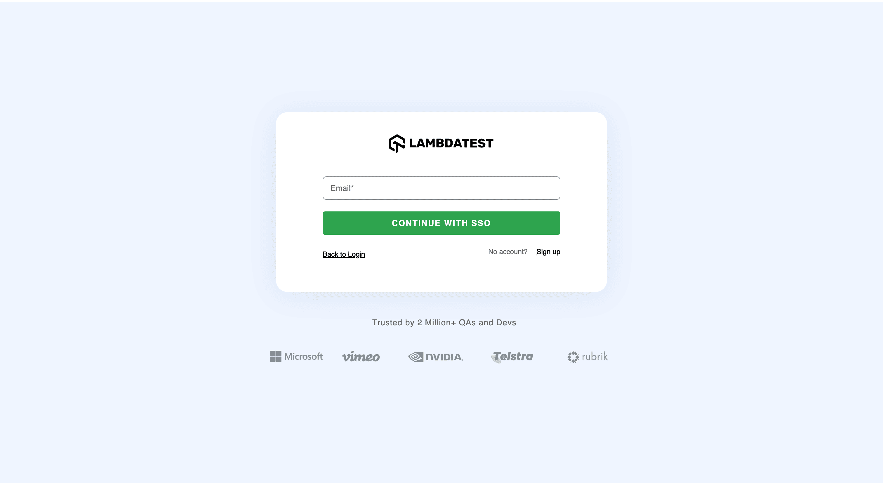 LambdaTest SSO Login Page
