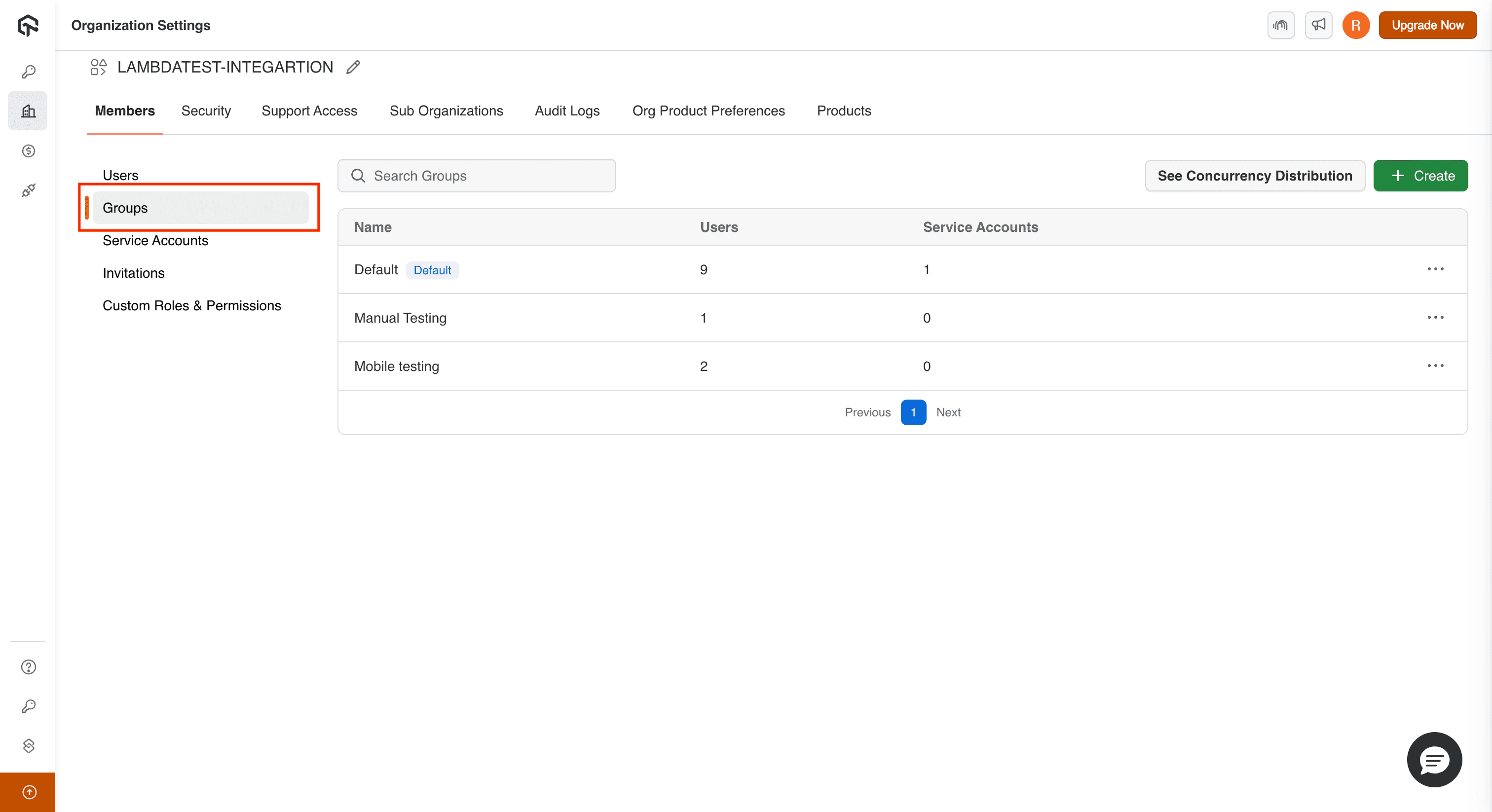 Select Groups tab and click Create