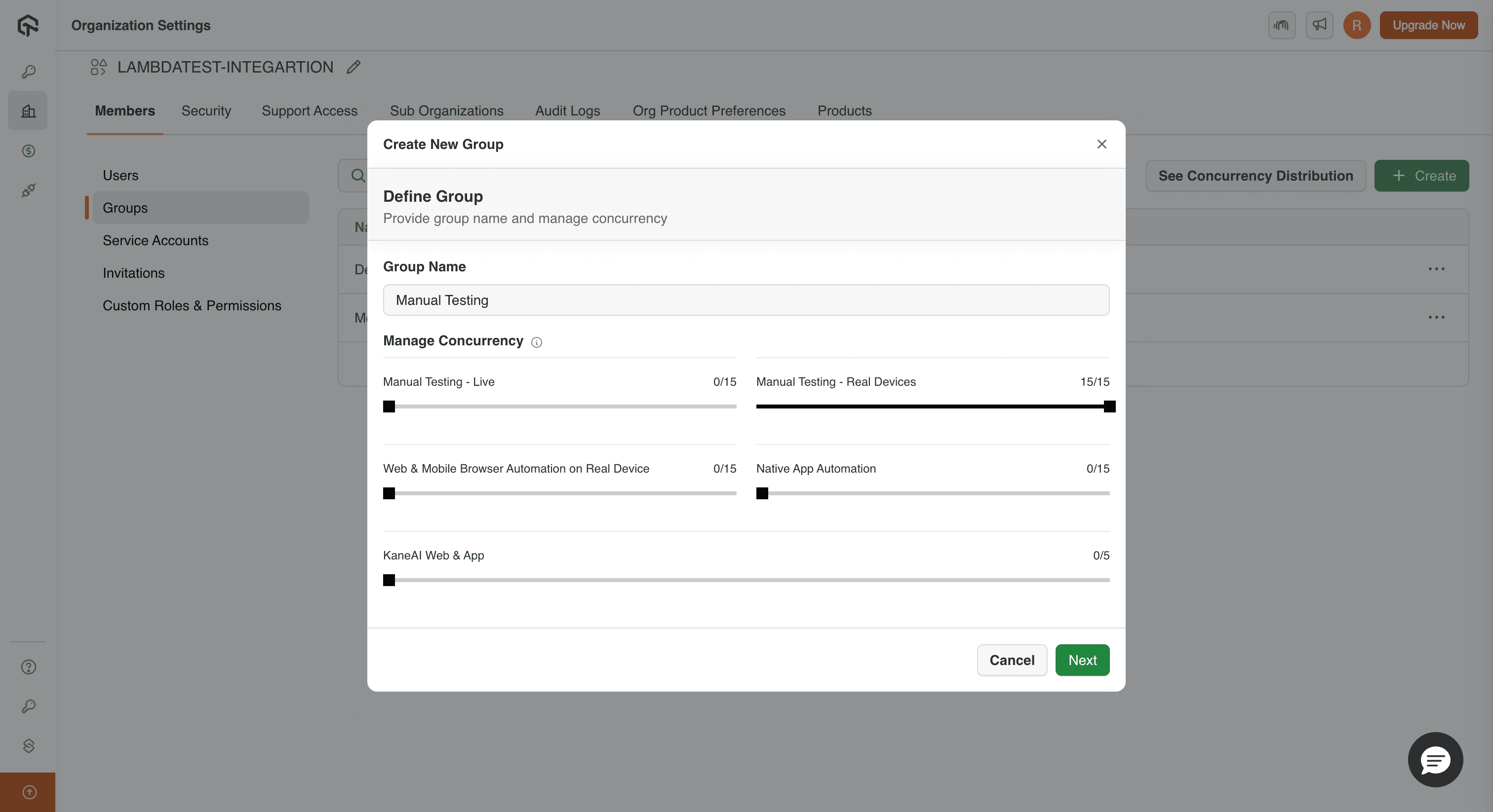 Define group name and manage concurrency