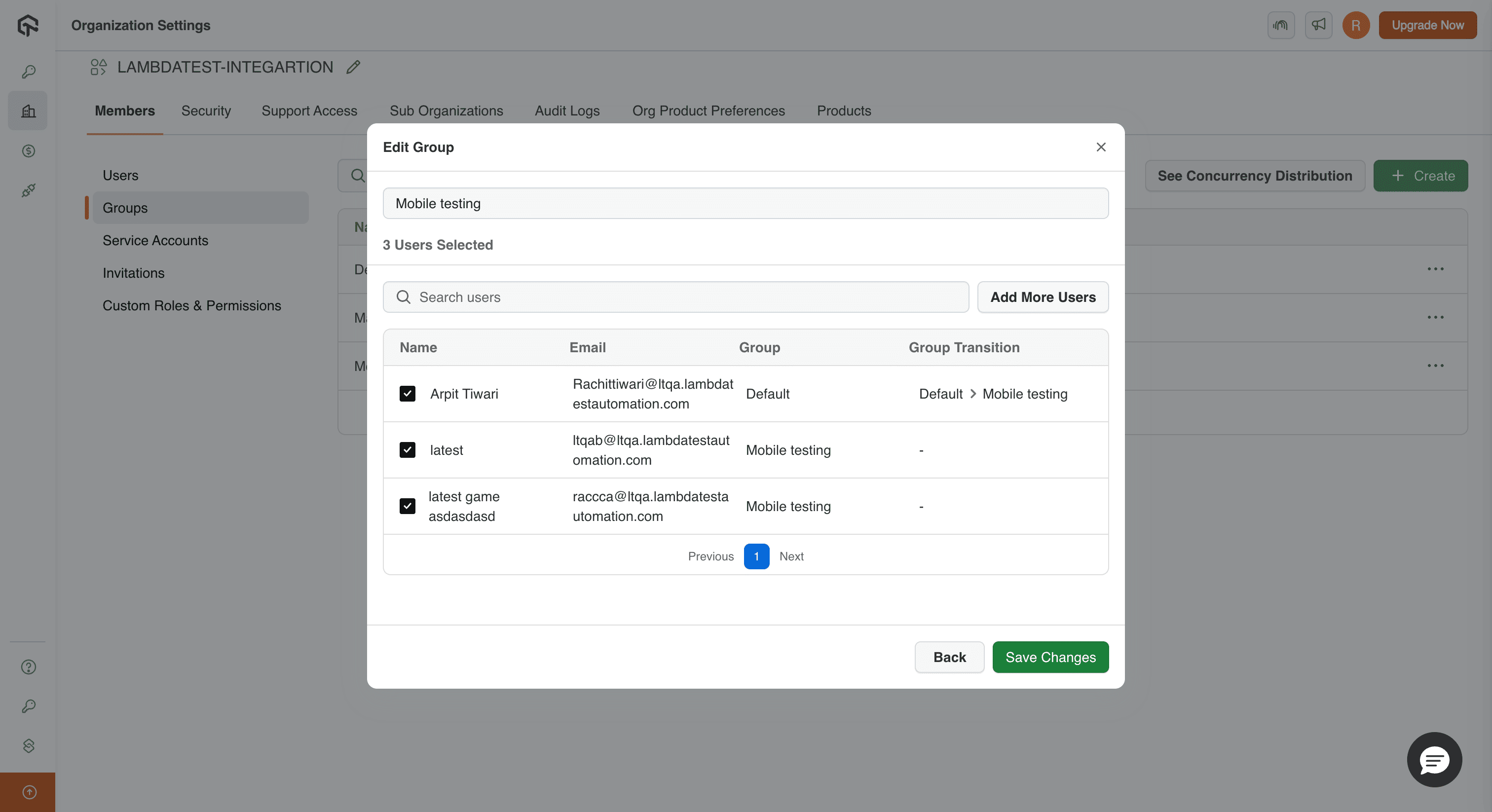 Add or remove users from the group