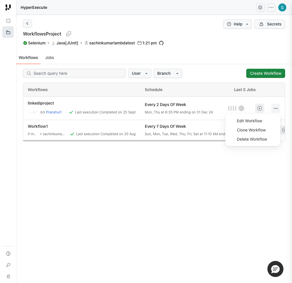 Workflow Actions Menu