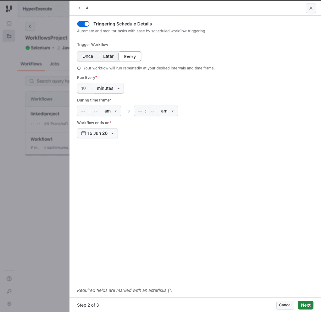Workflow Schedule Configuration
